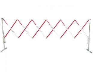 Barierka składana nożycowa harmonijkowa | zapora drogowa, biało-czerwona